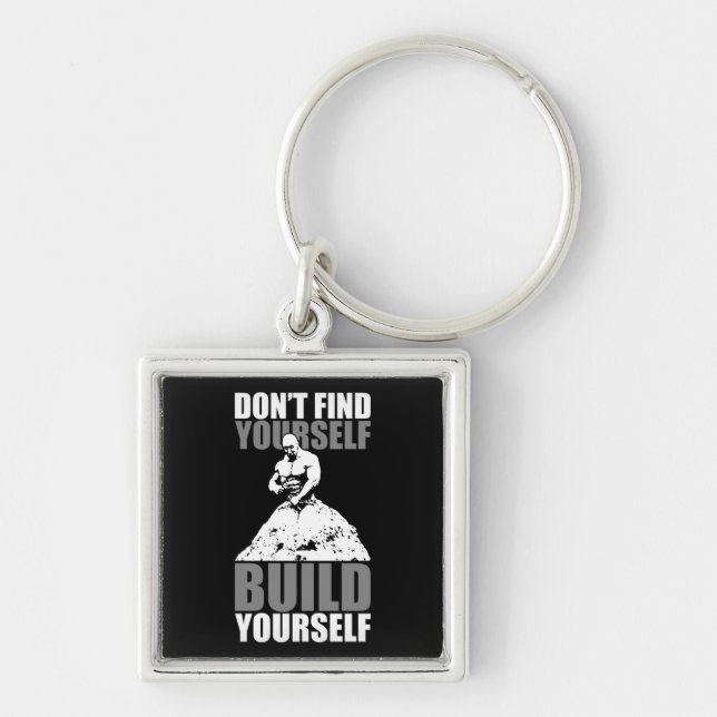 Build Yourself - Bodybuilding Workout Motivational Key Ring (Front)