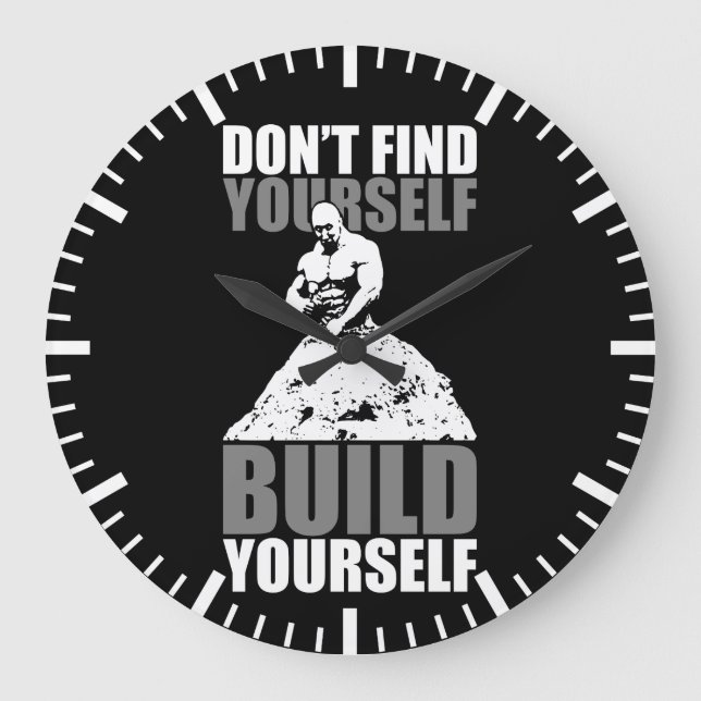 Build Yourself - Bodybuilding Workout Motivational Large Clock (Front)