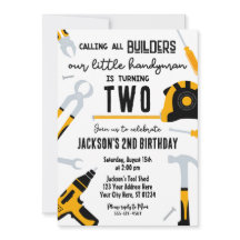 Builder Birthday Invitation, Handyman 