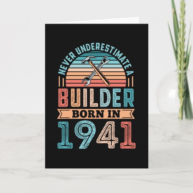 Builder born in 1941 80th Birthday Gift Building Card (Front)