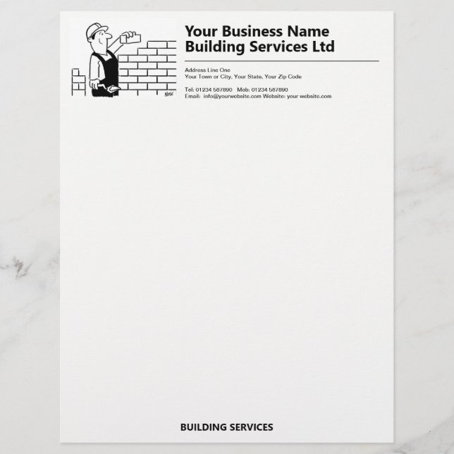 Builder & Building Services Business Letterhead (Front)