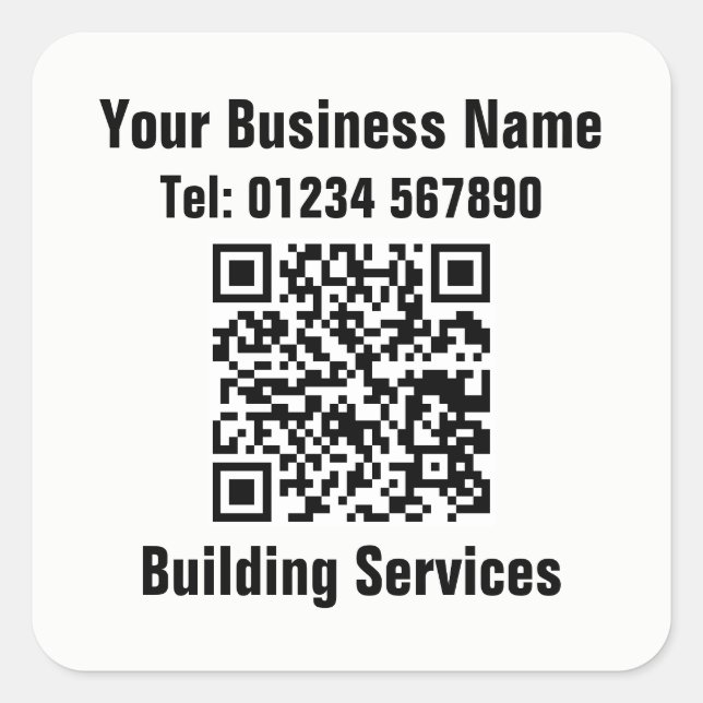 Builder Building Services QR Code Square Sticker (Front)
