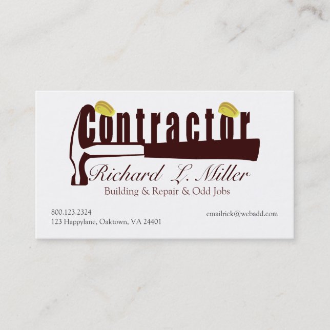 Builder Construction Contractor Mens Tools Business Card (Front)