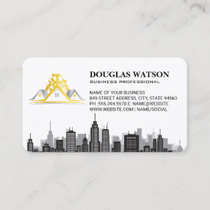 Builder Contractor Logo City Skyline Business Card
