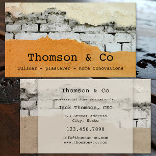 Builder Plasterer Home Renovation Business Card
