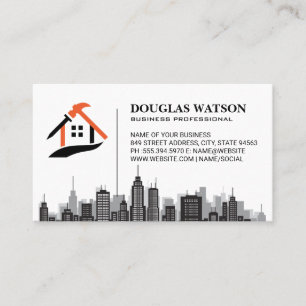 Builder Renovation Logo   City Skyline Business Card