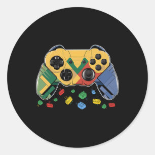 Builder Video Game Block Brick Building Kids Boys Classic Round Sticker
