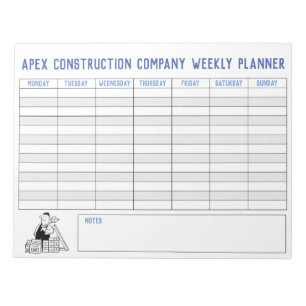 Builder Weekly Planner with Title to Personalise. Notepad