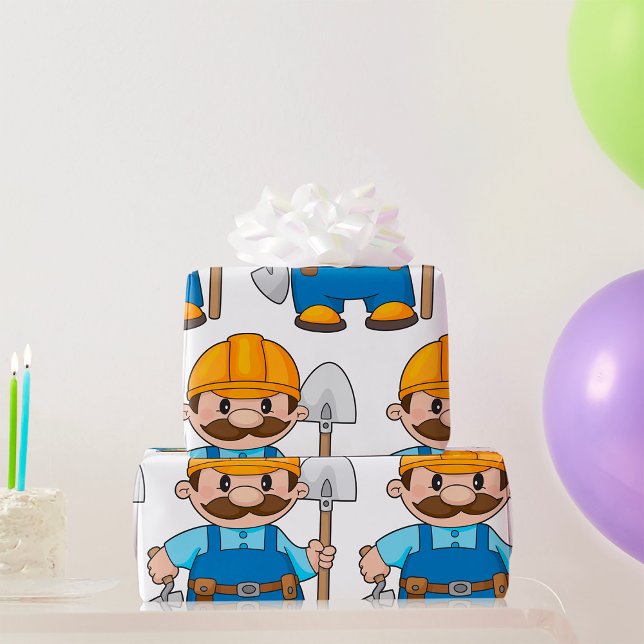 Builder With A Shovel Wrapping Paper (Creator Uploaded)