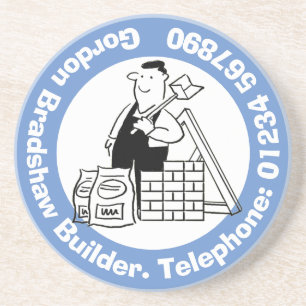 Builder with Building Materials. Building Trade Coaster