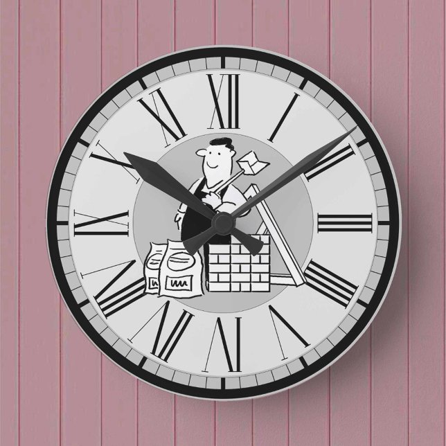 Builder with his Building Materials Round Clock (Creator Uploaded)