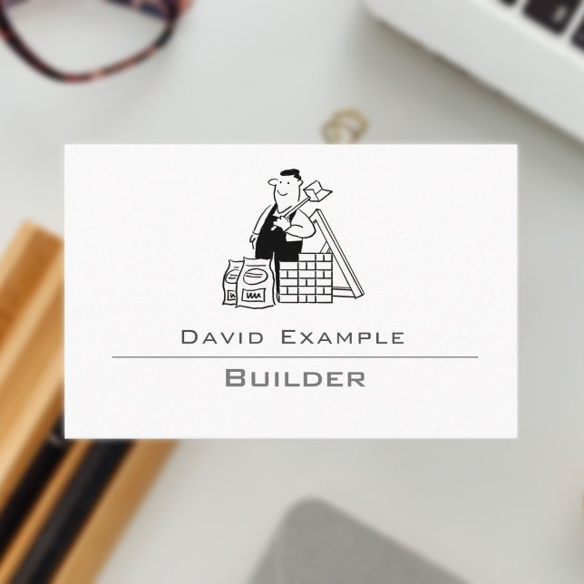 Builder with Illustration Business Card (Builder Business Card)