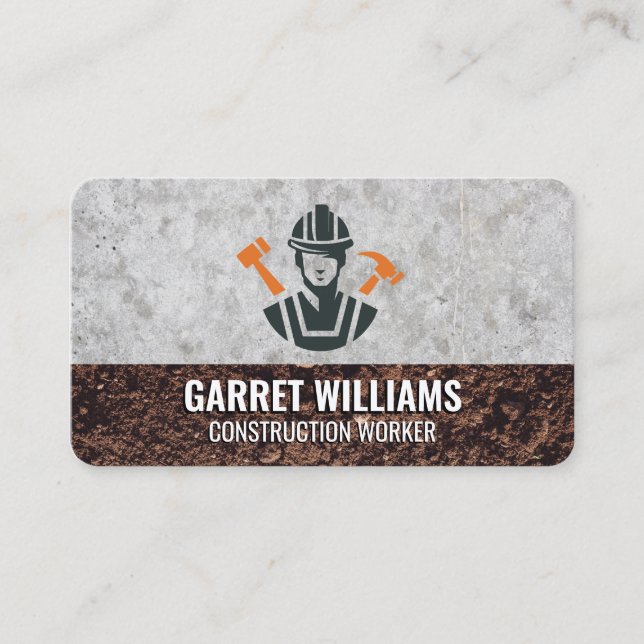 Builder Worker Logo | Concrete and Dirt Business Card (Front)