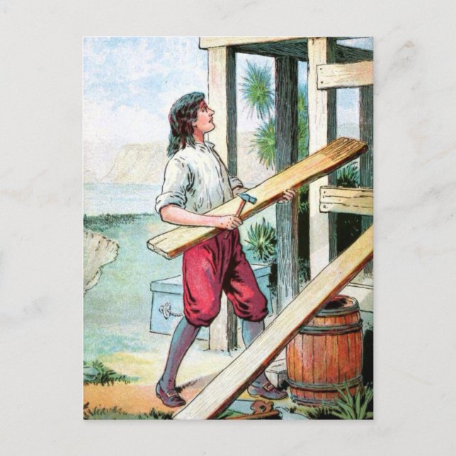 Building a Cabin, Construction Postcard (Front)