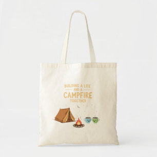 Building a Life & Campfire Together Cute Couple Tote Bag
