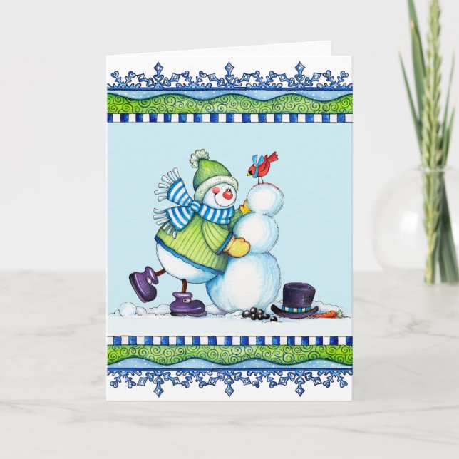 Building a Snowman - Greeting Card (Front)