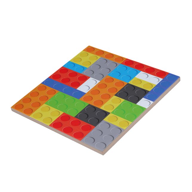 Building block brick blue green red orange yellow  ceramic tile (Side)