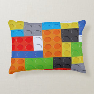 Building block red blue green yellow orange decorative cushion