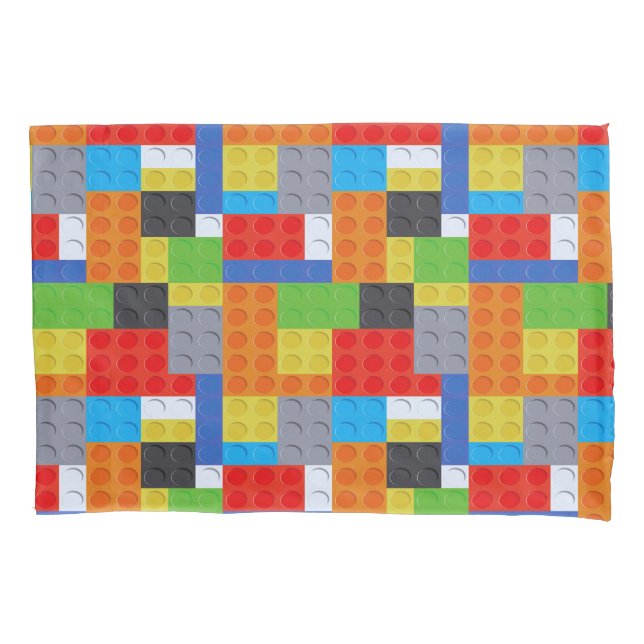 Building block red blue green yellow orange pillowcase (Front)