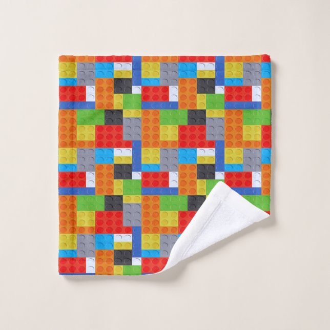 Building block red blue green yellow orange  wash cloth (Wash Cloth)
