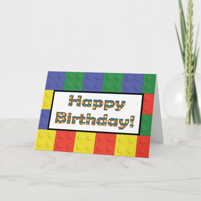 Building Blocks and Bricks Birthday Card (Front)