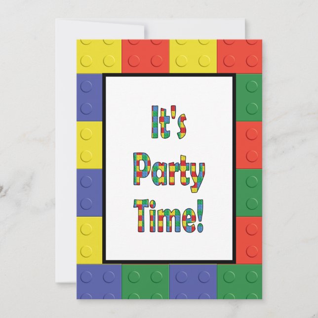 Building Blocks and Bricks Party Invite (Front)