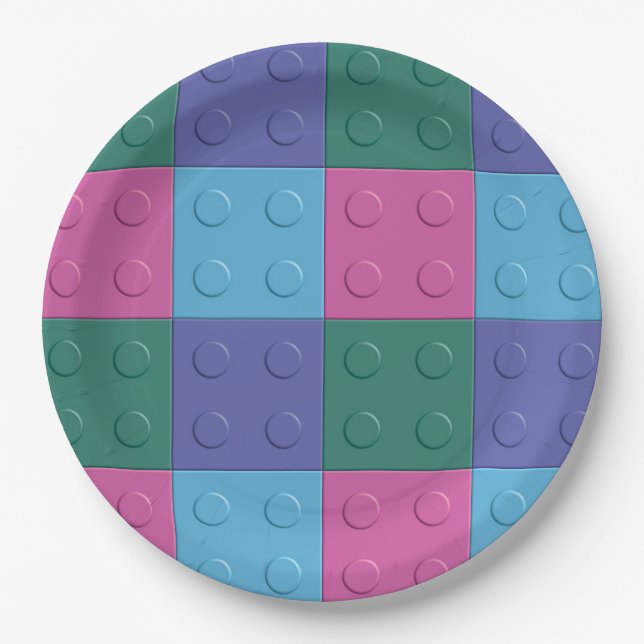 Building Blocks and Bricks Party Plates (Front)