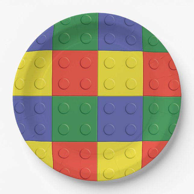 Building Blocks and Bricks Party Plates (Front)