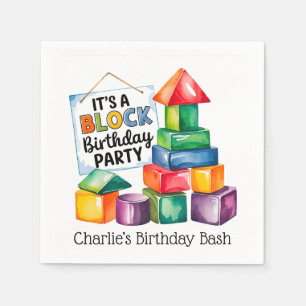 Building Blocks at the Birthday Bash Napkin