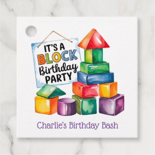 Building Blocks at the Birthday Bash Thank You Favour Tags