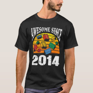 Building Blocks Awesome Since 2014 8Th Birthday 8 T-Shirt