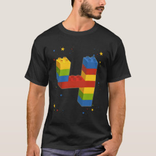 Building Blocks Birthday Boy Girl 4 Years Old Bric T-Shirt