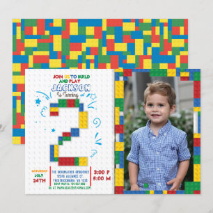 Building Blocks Birthday Bricks 2 years Invitation