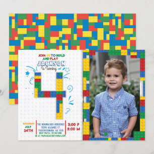 Building Blocks Birthday Bricks 4 years Invitation