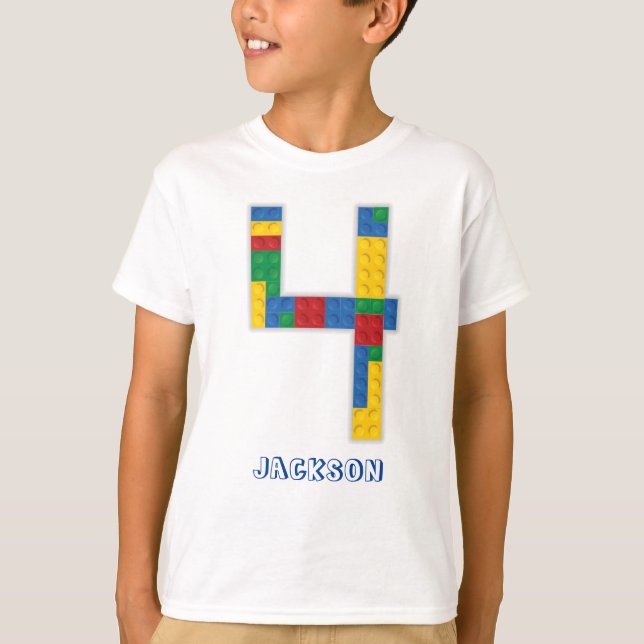 Building Blocks Birthday Bricks 4 years  T-Shirt (Front)