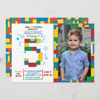 Building Blocks Birthday Bricks 5 years Invitation