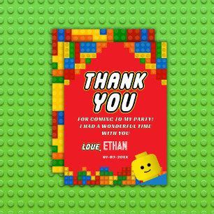 Building Blocks Birthday Fun Colourful Kids Thank You Card