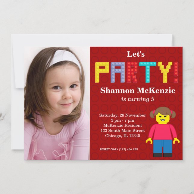 Building Blocks birthday Invitation (Front)