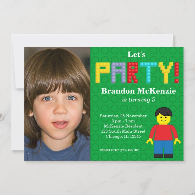 Building Blocks birthday Invitation (Front)