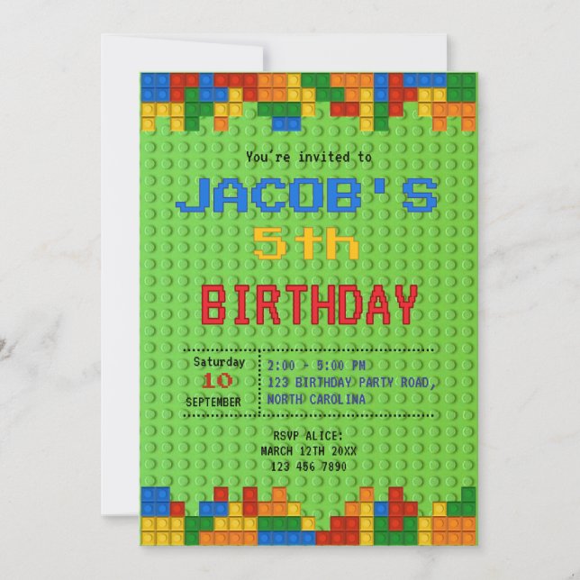 Building Blocks Birthday Invitation (Front)
