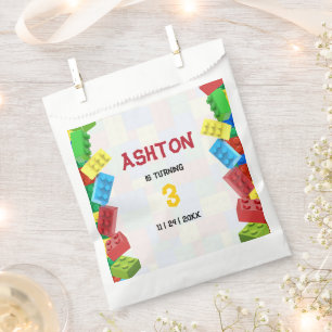 Building Blocks Birthday Invitation, Boys Birthday Favour Bag