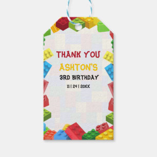 Building Blocks Birthday Invitation, Boys Birthday Gift Tags