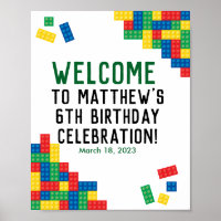 Building Blocks Birthday Party Welcome Poster
