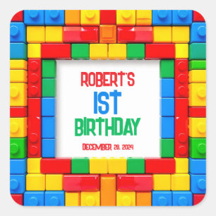 Building Blocks BIRTHDAY Square Sticker