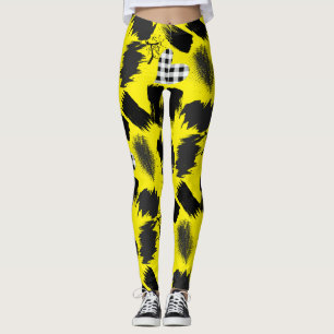 building blocks.Black and White.w.01x4 B Yellow BG Leggings