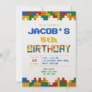 Building Blocks Boy Birthday party Invitation