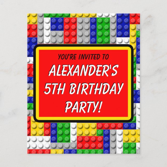 Building Blocks Boy's Birthday Party Invitation (Front)