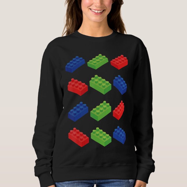 Building Blocks Bricks Master Builder Bricklayer E Sweatshirt (Front)