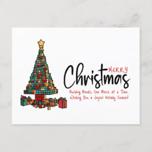 Building Blocks Christmas Tree Corporate Holiday Postcard