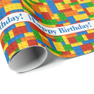 Building Blocks Happy Birthday Wrapping Paper